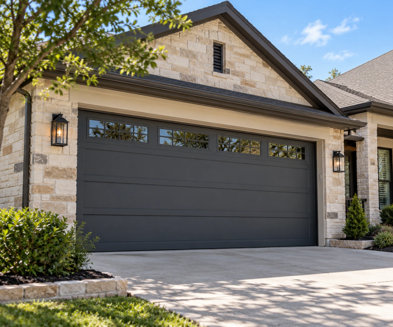 Premium garage door on a Dallas residence